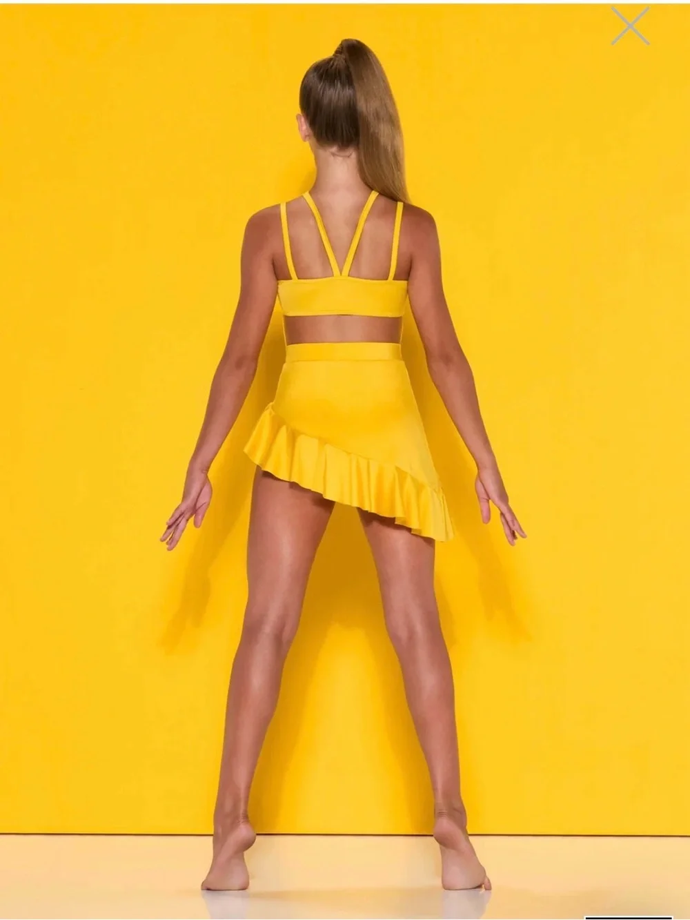 Youth Yellow Cutout Dance Leotard with Double Straps